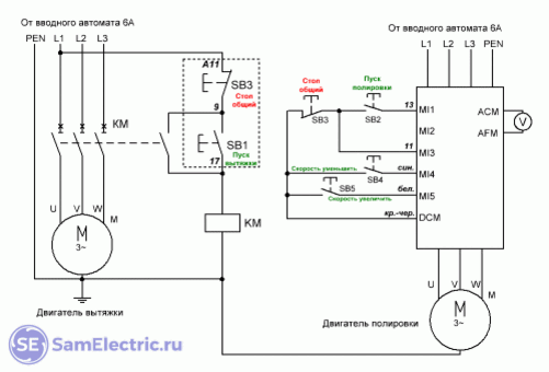 Схема подключения преобразователя частоты 