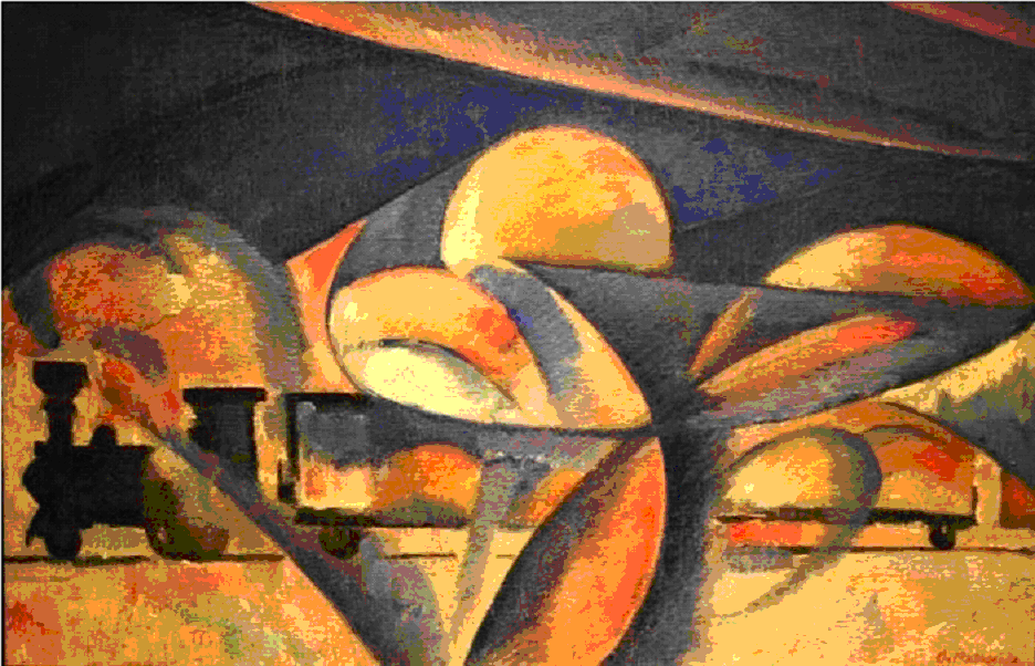 Розанова. Композиция с поездом. 1910.