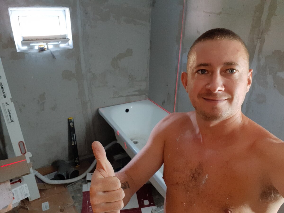 Выставляю по лазерному уровню.
