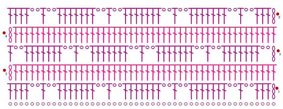 Полоска крючком схема