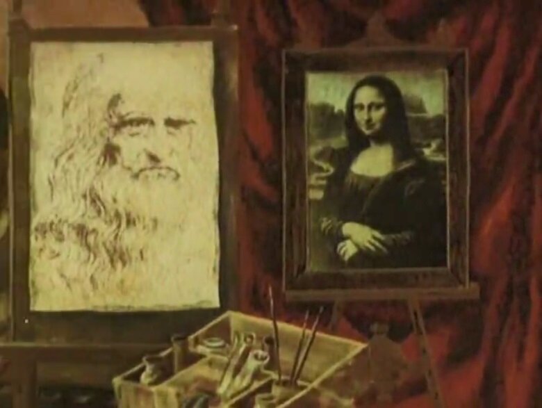 здесь и далее кадры из мультфильма "Улыбка Леонардо да Винчи", Союзмультфильм, 1986. Режиссер Иван Аксенчук, сценарист Генрих Сапгир, художник-постановщик Елена Федорова, композитор Игорь Цветков, текст от автора читает	Юрий Яковлев
