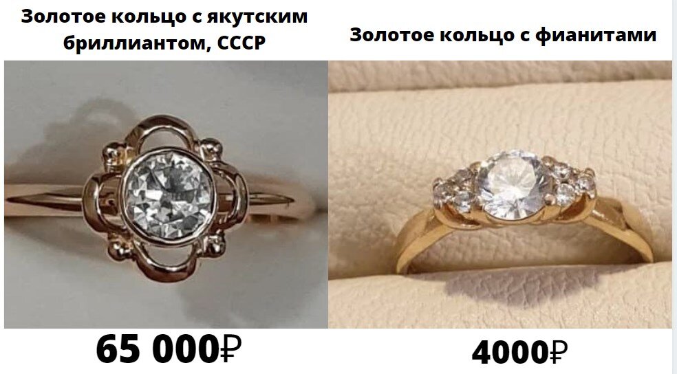 Сравнение цен на бриллиант и фианит