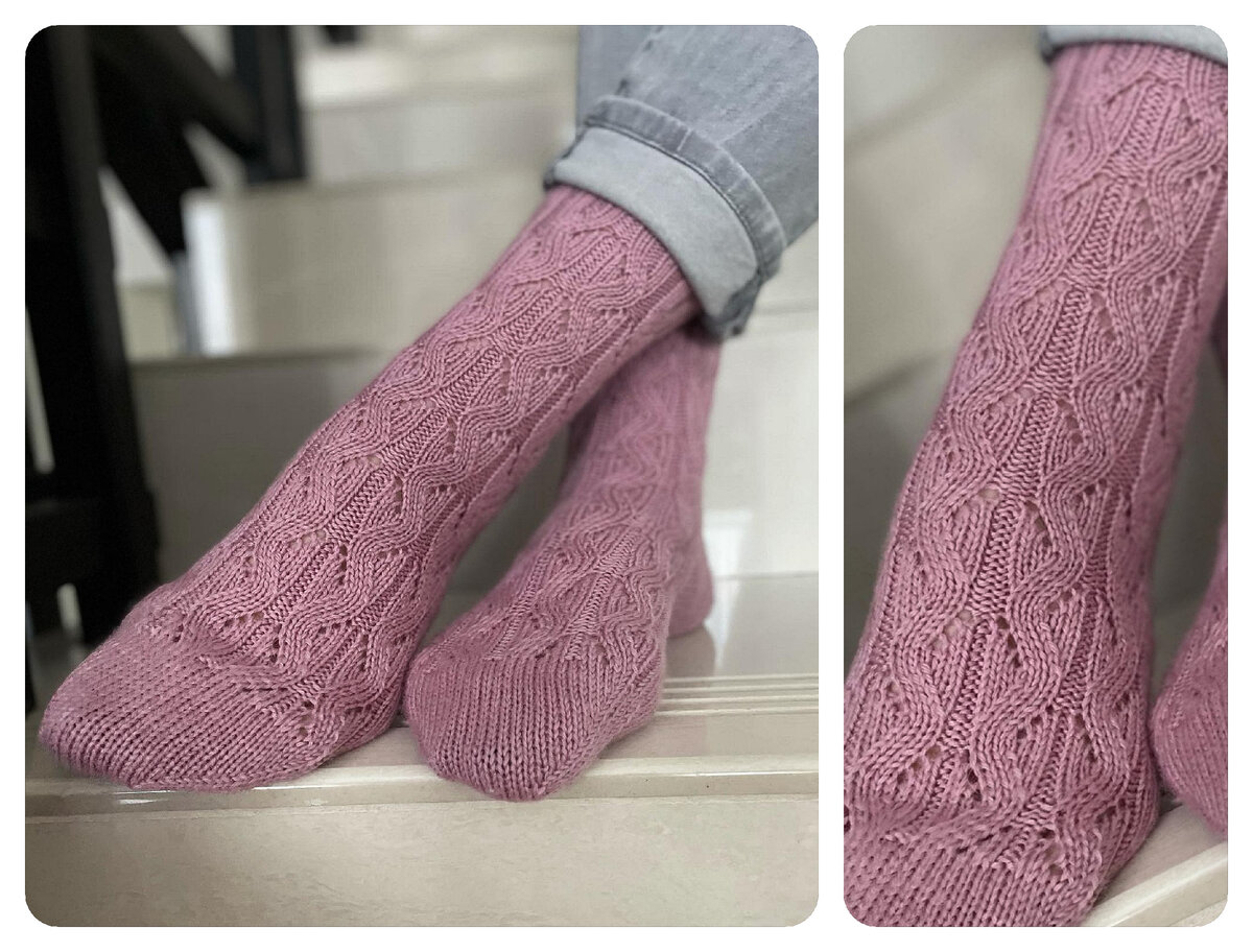 Красивые носки спицами с узором – 14 схем и описаний