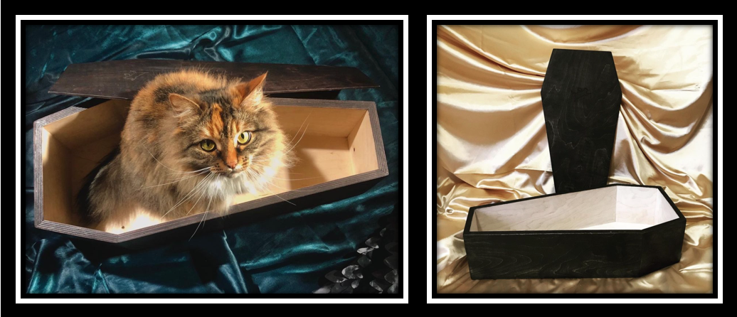 Гробы представлены пока только в двух размерах и двух оттенках. Рассчитаны на  небольших кошек. Мейн-кунам придется подождать своего часа. Фото https://www.instagram.com/mosgorkoshgrob/