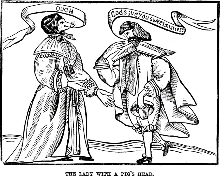 Эстамп из памфлета A certain Relation of the Hog-faced Gentlewoman called Mistris Tannakin Skinker.