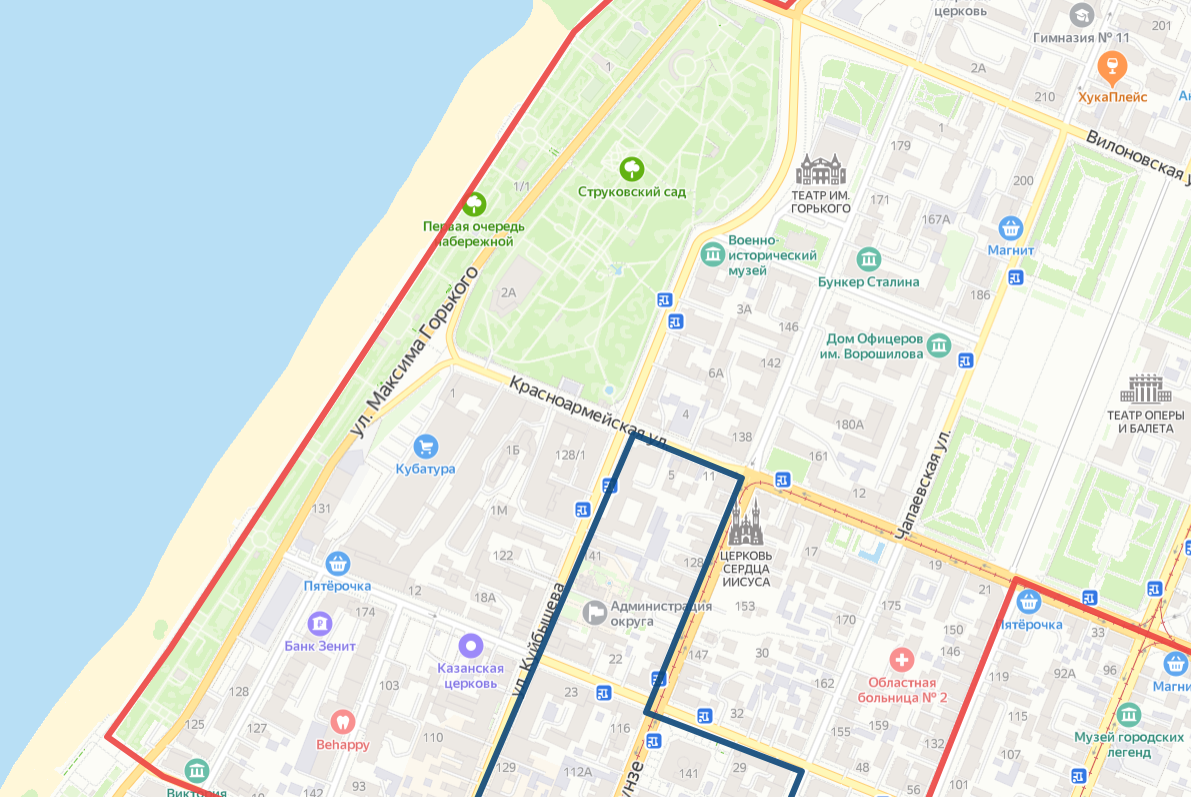 Струковский сад самара карта