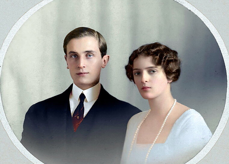 Феликс и Ирина Юсуповы, раскрашенное фото 1910-х годов