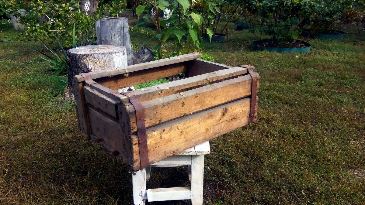 Такие старые ящики пылились у нас в сарае.