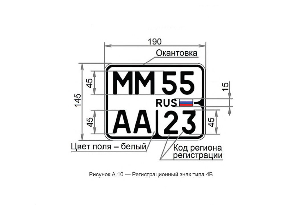 Размер мотоциклетного номера нового образца на мотоцикл