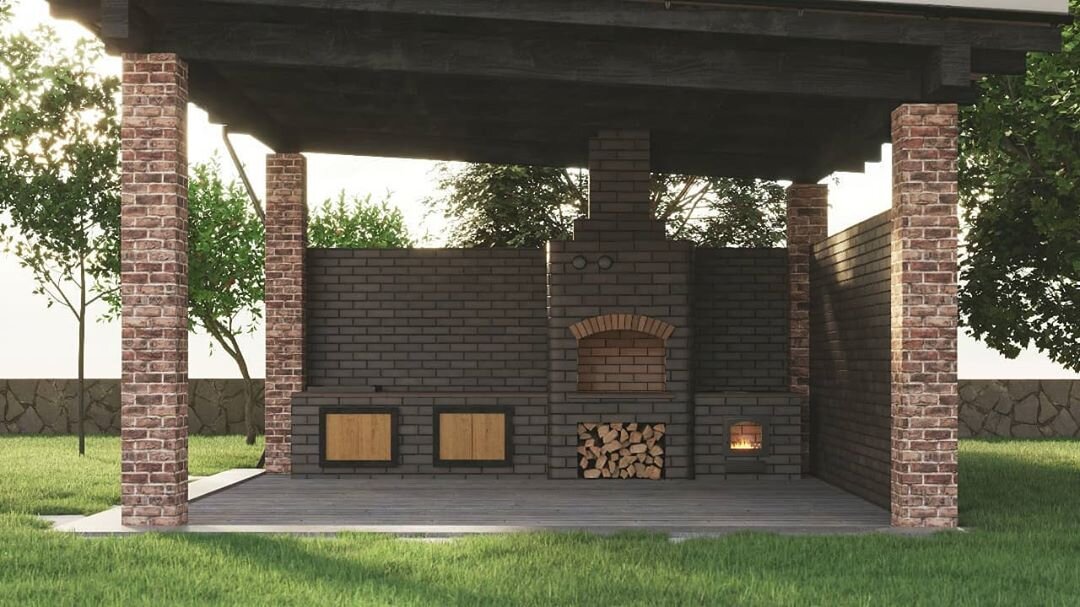 Беседка с барбекю от компании dobropechi