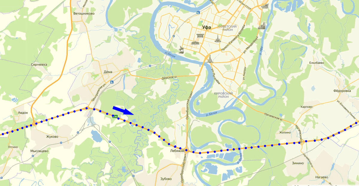 Проезжаем мимо Уфы