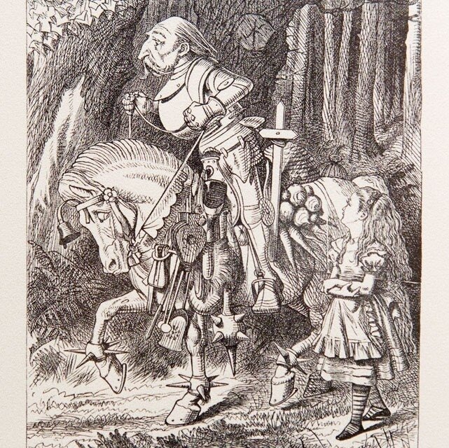 «Алиса в Стране Чудес». Алиса и Белый рыцарь. Иллюстрация Джона Тенниела.