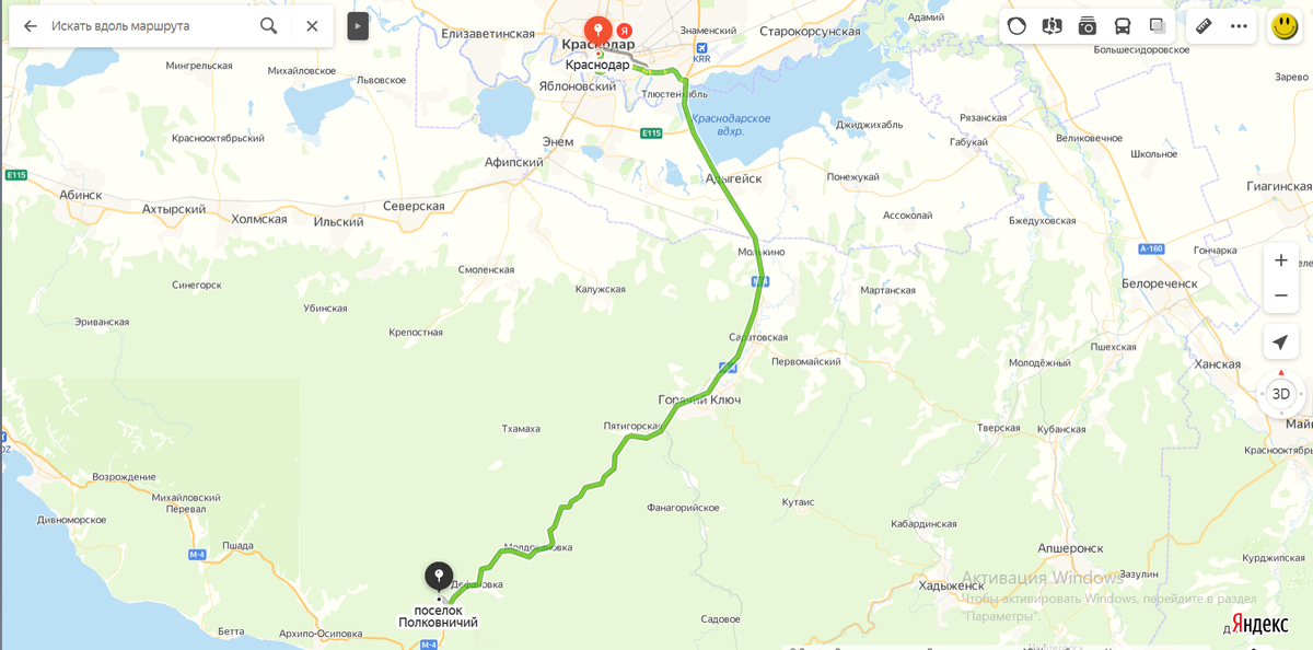 Трасса из Краснодара в сторону Полковничьевого