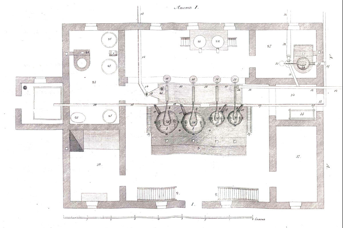 План завода на 45 пудов затора в сутки. Первый ярус.