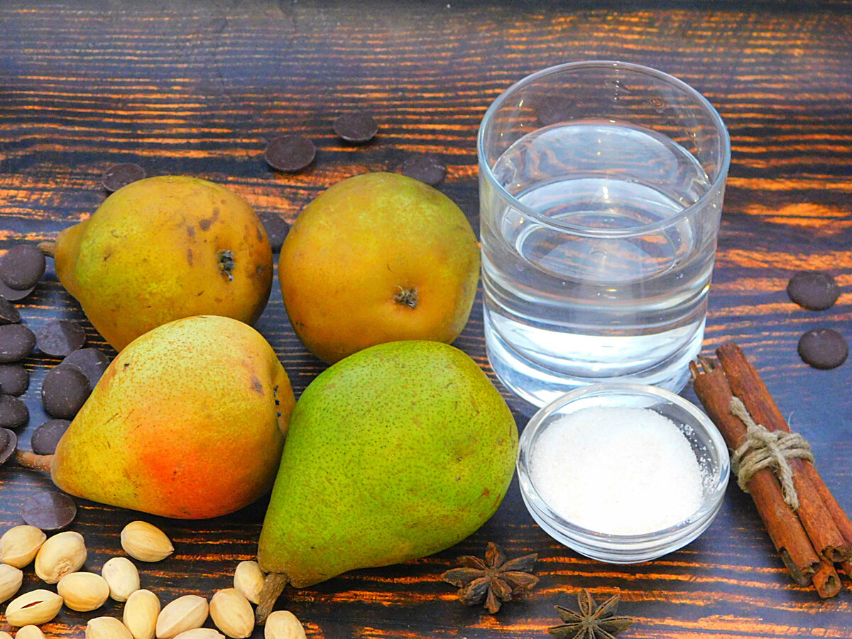 Ингредиенты для приготовления десерта «Груша в шоколаде»