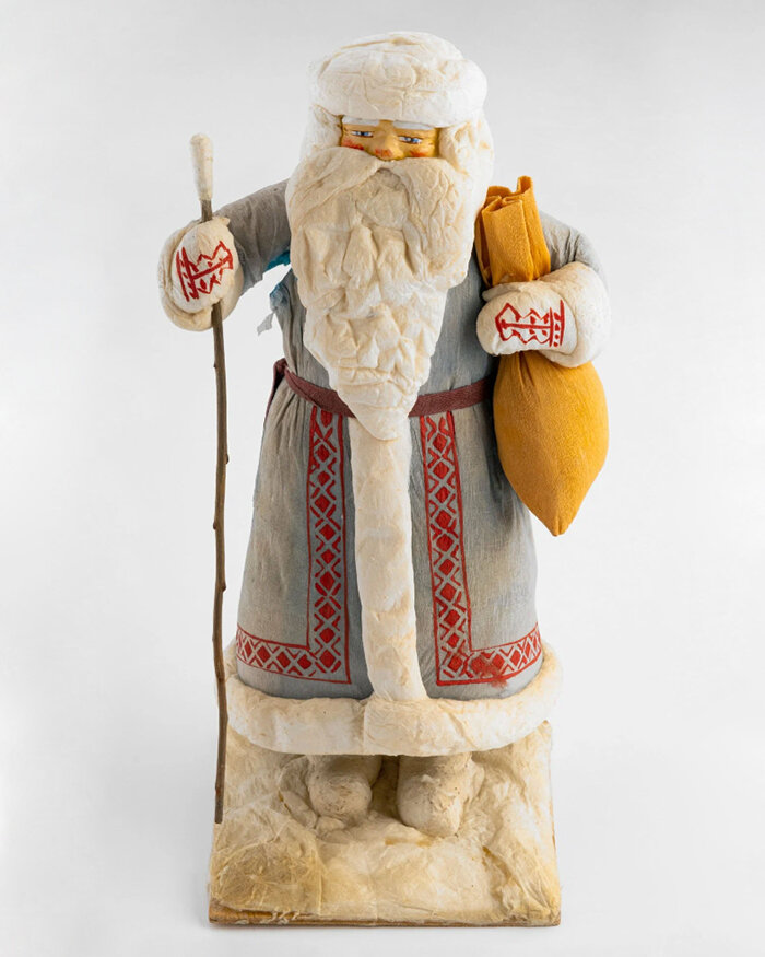 Дед Мороз, вата/папье-маше, Пушкинская фабрика ёлочных украшений, СССР, 1960-1965 гг.