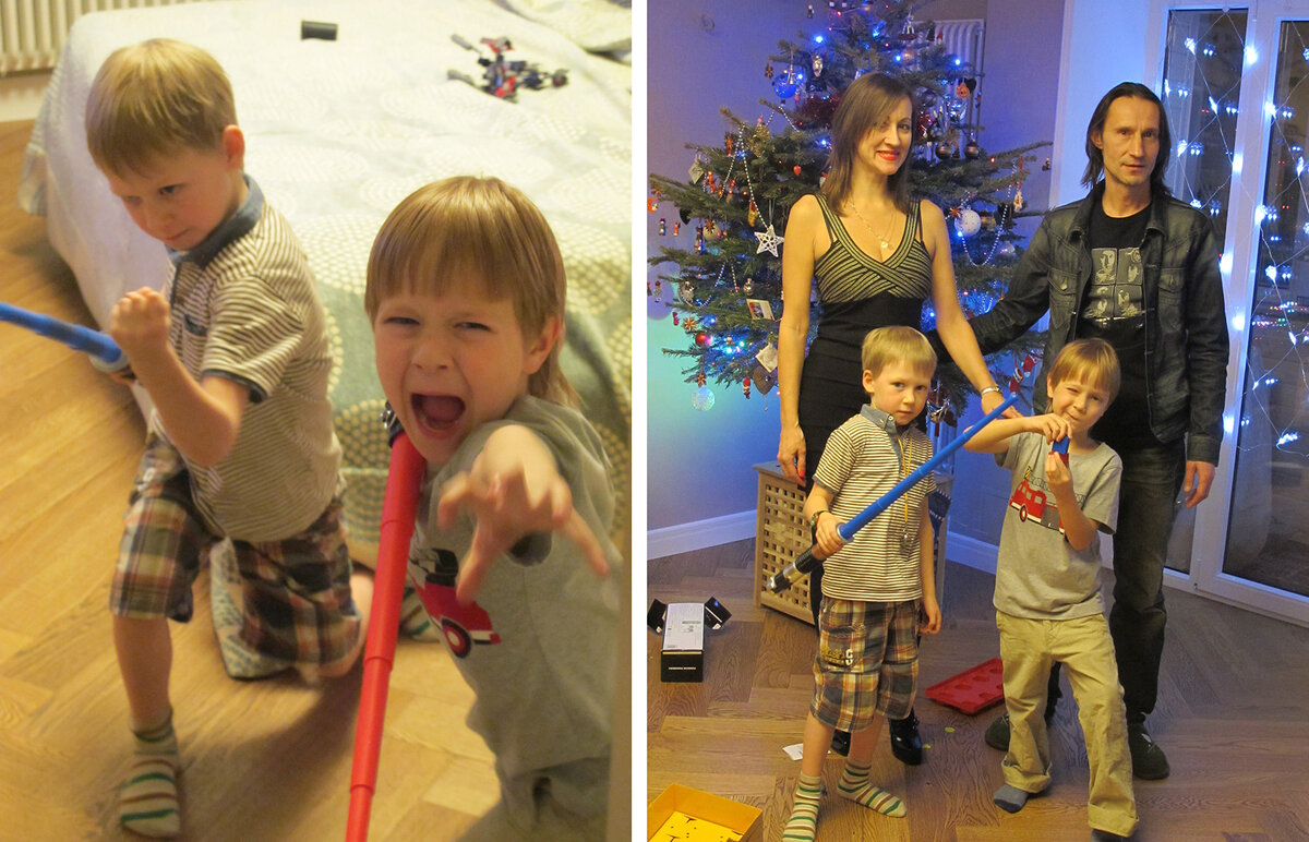 Встреча нового 2013 года. Джедаи Марк и Фёдор и семья Саши Самойленко у новогодней ёлки