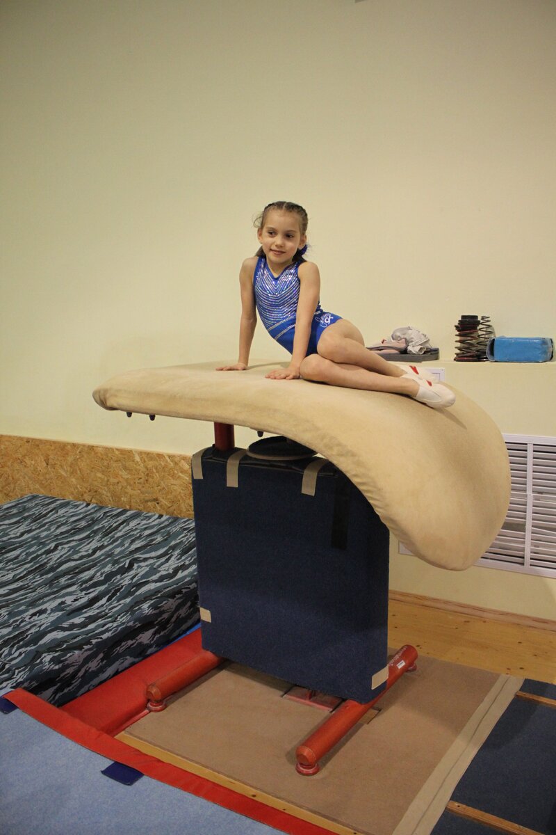 Вот он – прыжковый стол, он же "язык". Дочь залезла. Личное фото.