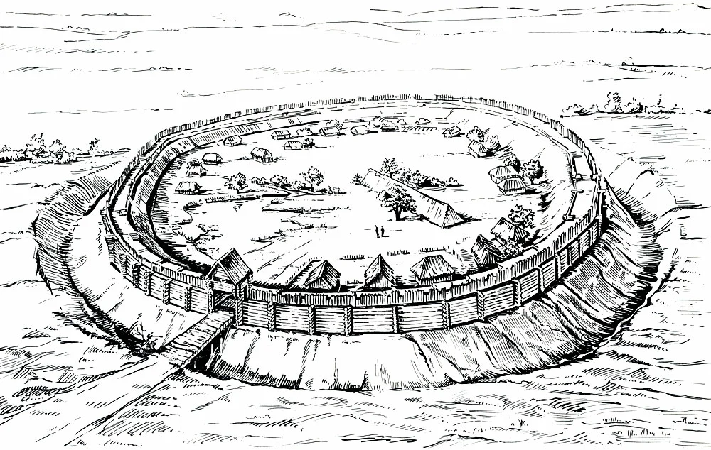 Назовите город с которым связано оборонительное. Древнерусское Городище Дьяковская культура. Древнее поселение «Городище Соузга». – Реконструкция поселения восточных славян (VIII-IX ВВ.).. Дьяково Городище реконструкция.