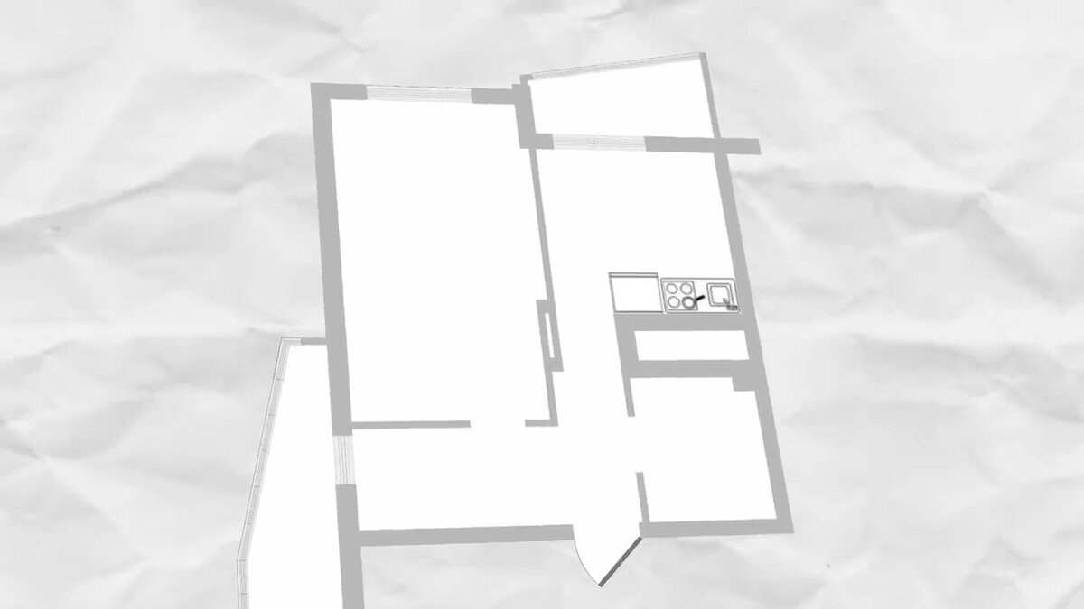 Планировка квартиры от застройщика, ванная комната справа внизу