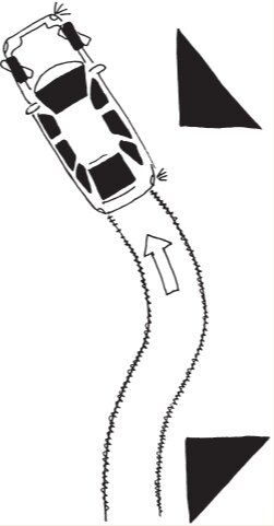 Рисунок 1. Как только переднее крыло машины поравнялось со свободным местом, энергичным движением руля сделать так называемый заход: описать небольшой полукруг в свободное место, туда, где вы намерены поставить машину.