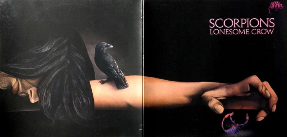 Внешний разворот дебютного альбома немецкой группы "Scorpions", 1972 г., "Lonesome Crow"