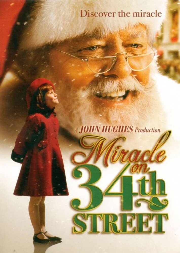 "Чудо на 34-й улице" (Miracle on 34th Street) 1994 
Режиссёр: Лес Мэйфилд
В ролях: Ричард Аттенборо, Элизабет Перкинс, Дилан МакДермотт, Дж.Т. Уолш, Джеймс Римар, Джейн Ливз, Саймон Джонс...
Оценка 4