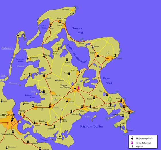 Остров Рюген на карте. Источник - Яндекс.Картинки
