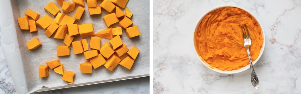 Кусочки запеченной с духовке тыквы.