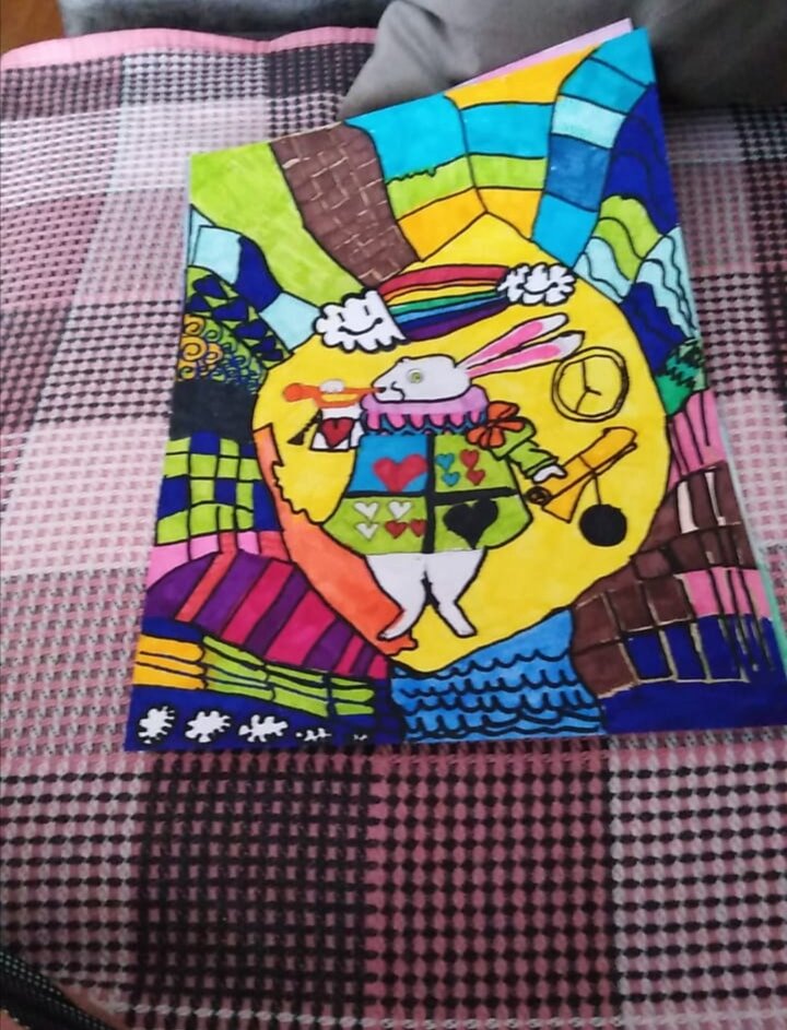 Мартовский заяц. Нарисовала дочь! 