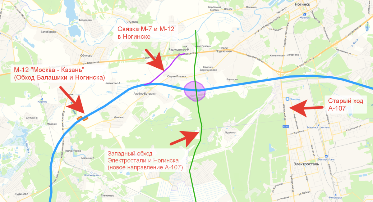 Ногинск на карте Москвы. Ногинск Москва. Объезд Балашихи м12.