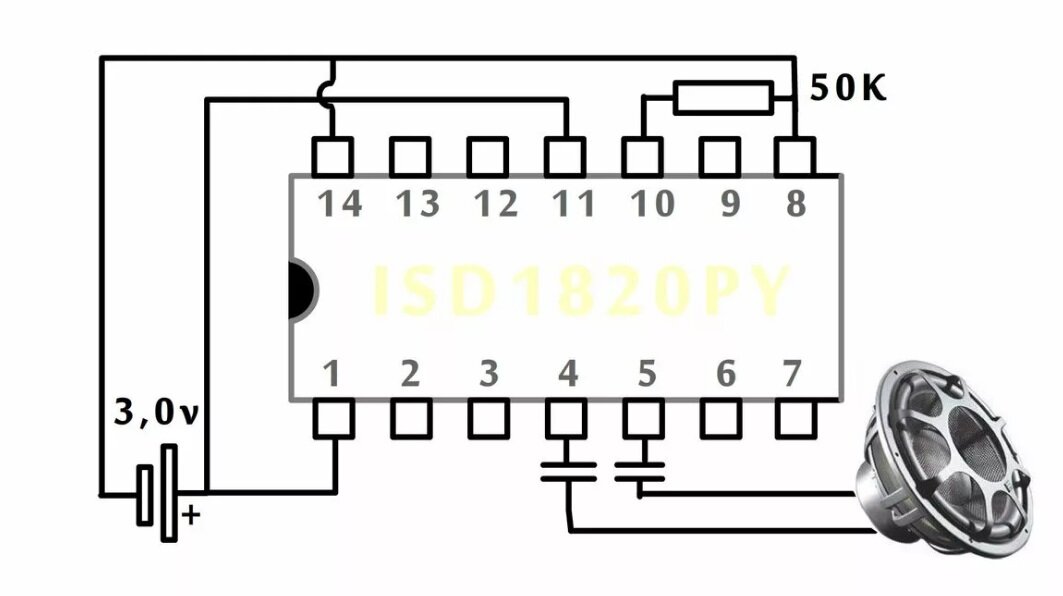 Isd1820py схема включения