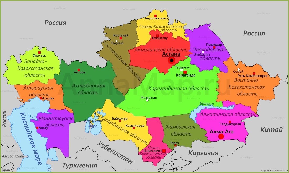 Карта казахстана и соседних стран
