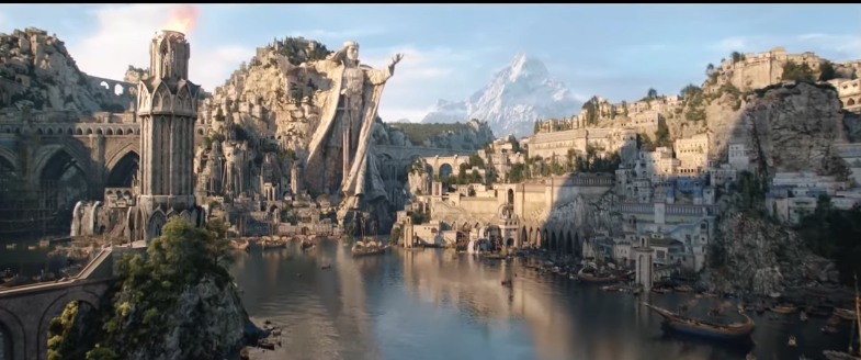 На данном кадре мы можем наблюдать либо Арменелос столицу Нуменора либо Серую Гавань, однако это не точно и вариантов много.