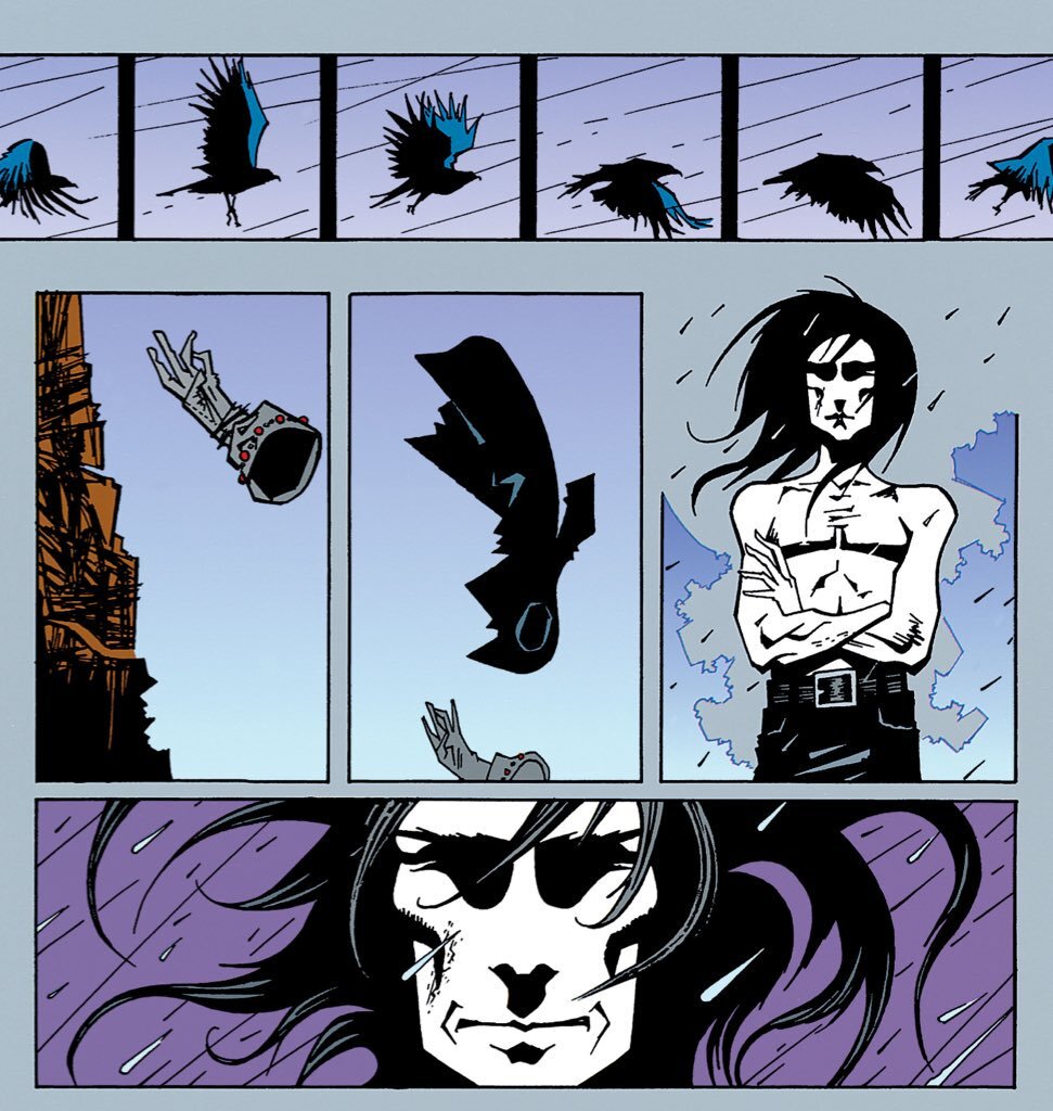 Фрагмент полосы графического романа Нила Геймана «The Sandman. Песочный человек. Книга 9: Милостивые»