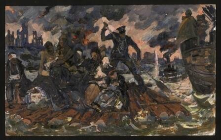 Гальков Ю.К. Эскиз "Переправа", создан после 1960 г.