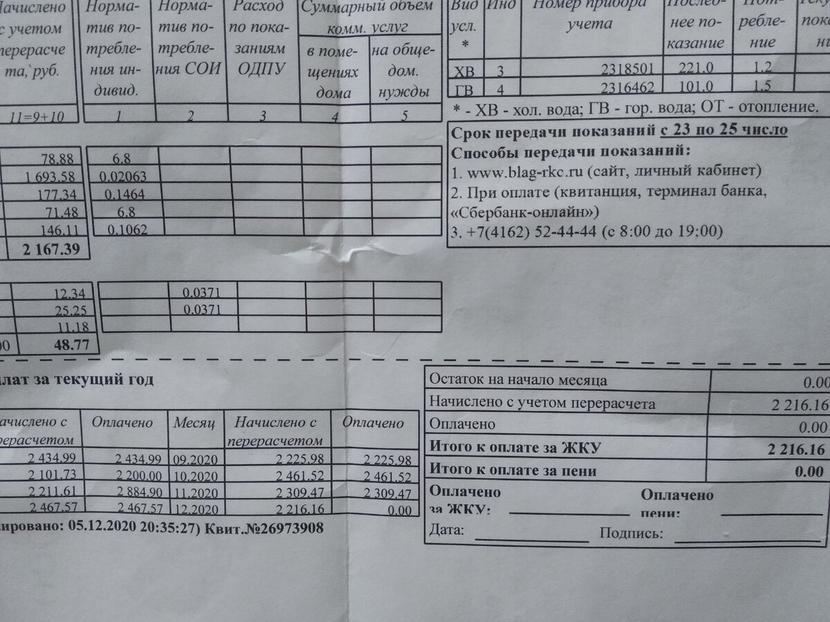 За воду горячую,холодную и тепло