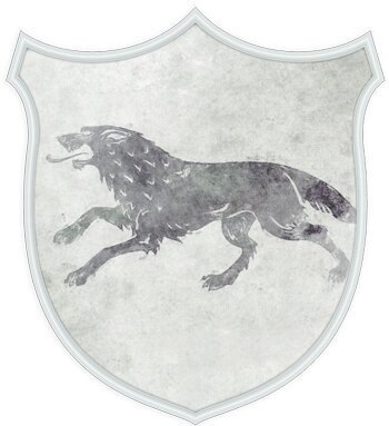 Герб: Лютоволк на белом поле. Девиз: Зима Близко. Родовой замок: Винтерфелл 