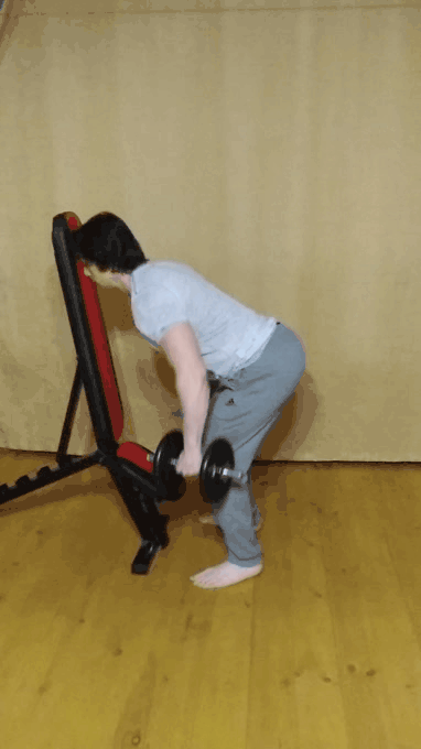 Тяга гантелей в наклоне с упором лбом в неподвижное препятствие. Это может быть стена, дверной косяк и т.п. такой вариант позволяет минимизировать читинг.