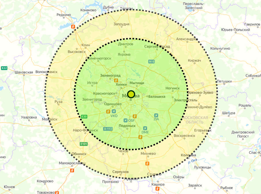 Карта с красным и желтым кругом