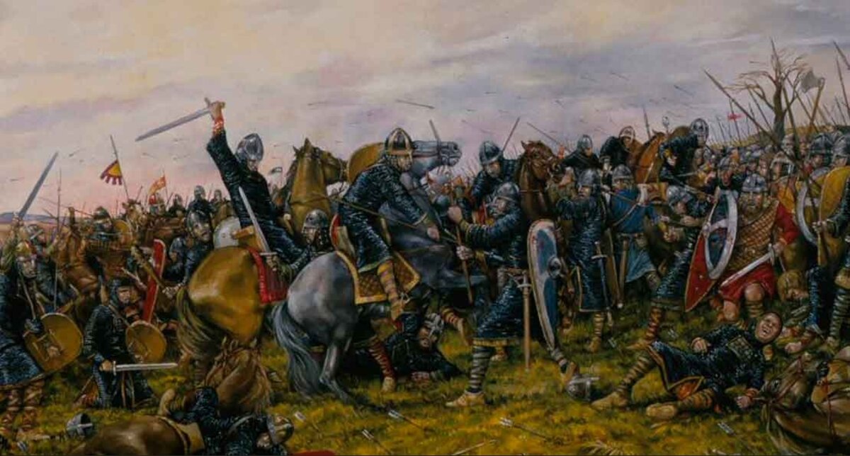 1066 англия завоевана герцогом нормандии. В битве при Гастингсе победу одержал.