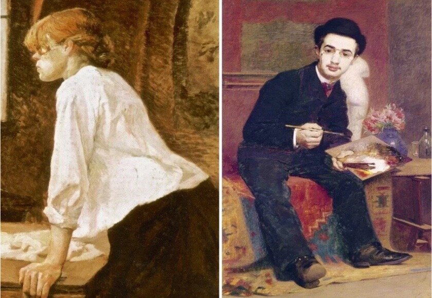 Тулуз-Лотрек "Прачка" 1886 г /  Автопортрет 20-ти летнего Анри Тулуз-Лотрека