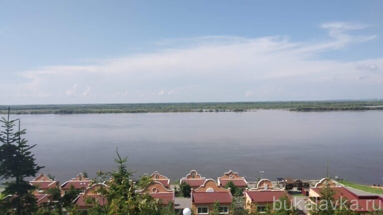 Вид на Амур и шашлычные домики