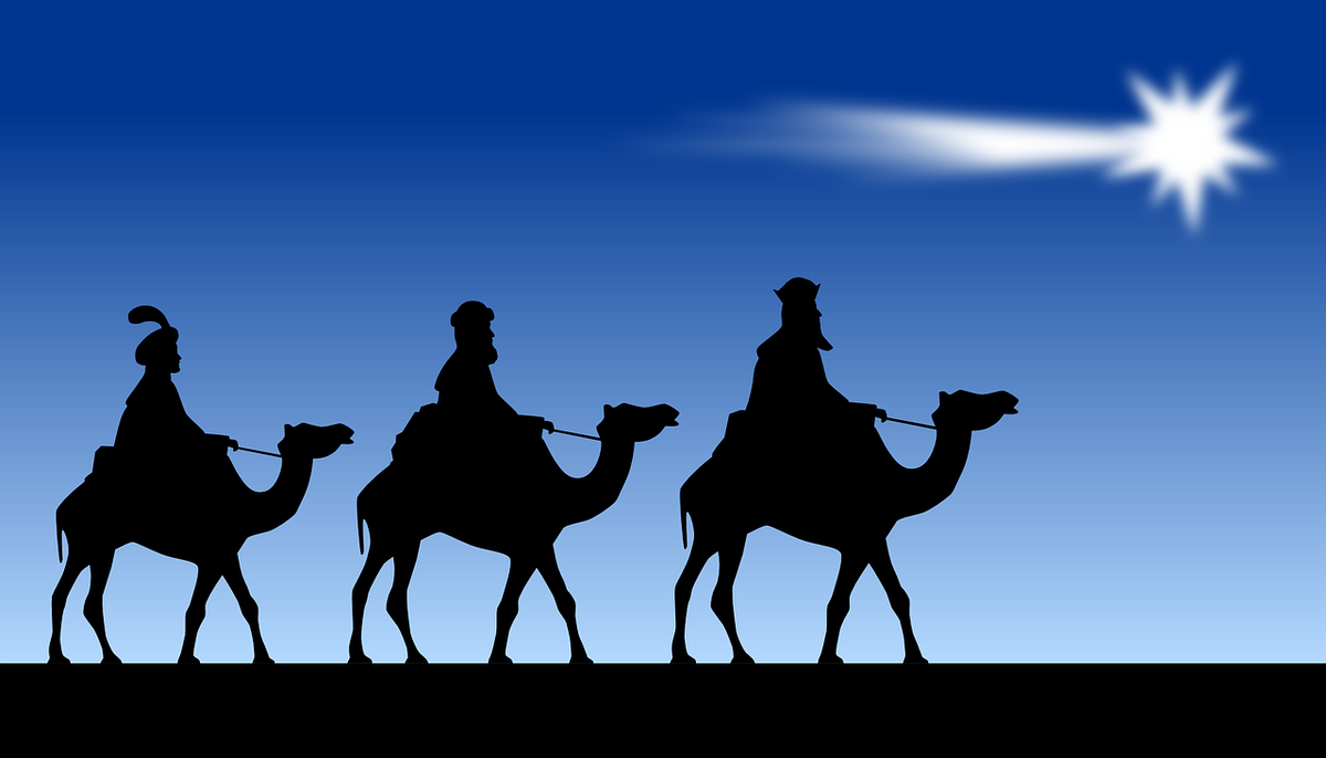 Los Reyes Magos. https://www.needpix.com/photo/101416/the-three-magi-magi-mags-orient-star-of-bethlehem-christmas-star-camel-riding-biblical-magi