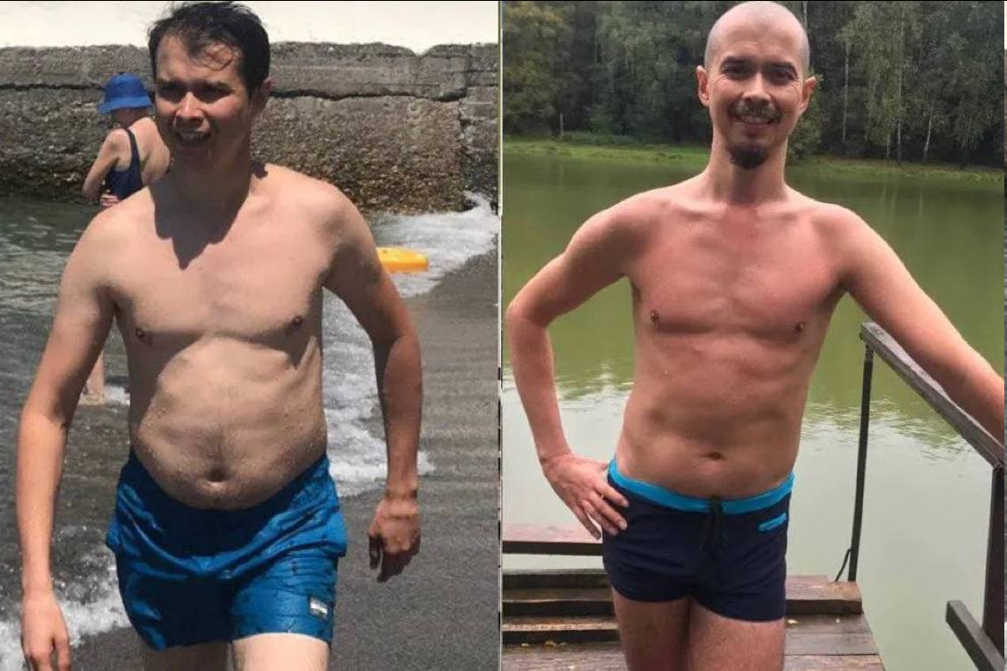 Это мой муж до знакомства со мной и после))) Разница в фото - 1 год. На первом он ест постоянно снеки, чипсики, сладкое, перекусывает. На втором он все еще это ест, но в разы меньше и кайфует от питания, к которому пришел (говорит, никогда так вкусно не ел)