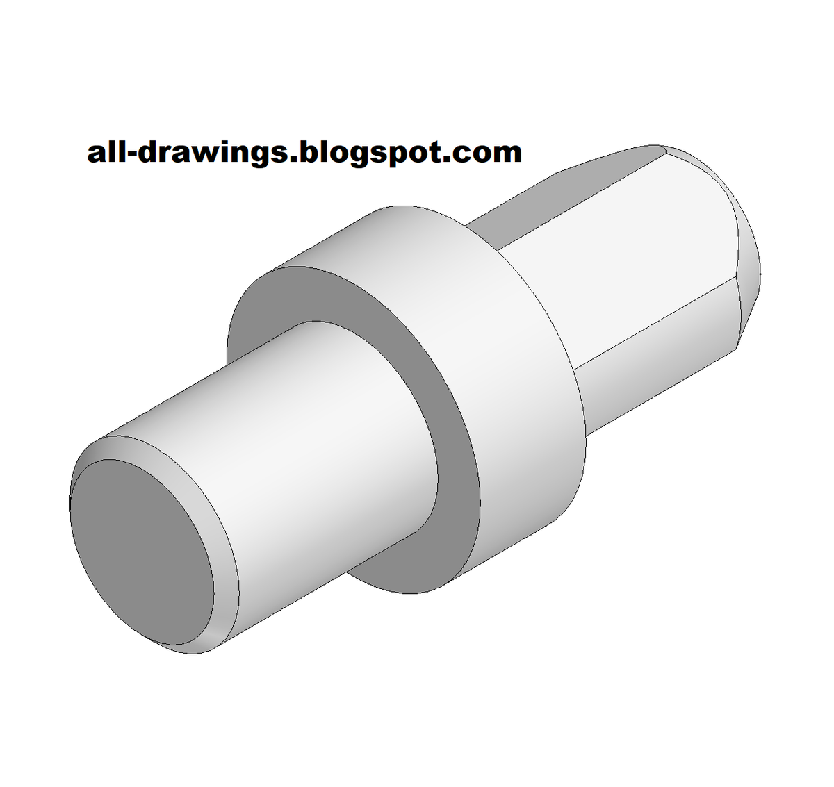 3D модель и чертеж пальца для приспособления фрезерования патрубков с фланцем