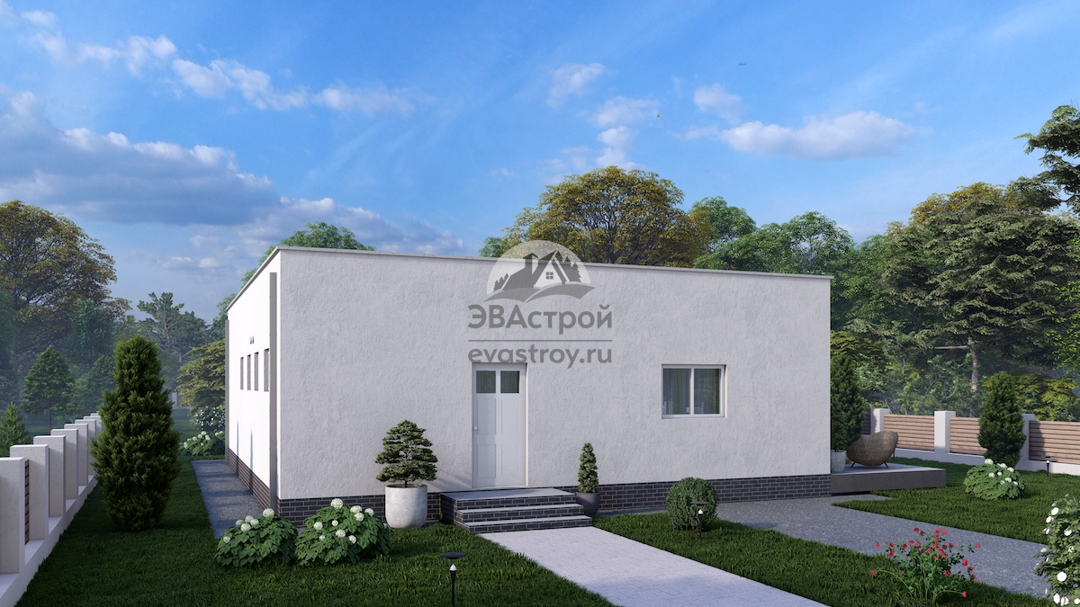 Проект одноэтажного дома 130 м2 из газобетона в стиле Хай-тек - П205