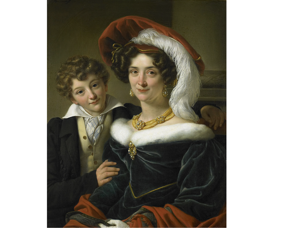 Портрет грфини Рудольфины Вильгельмины Элизабет де Штурлер, второй супруги графа ван ден Босха, с сыном, Корнелис Круземан, 1829. (с) Из коллекции Рейсмюсеума