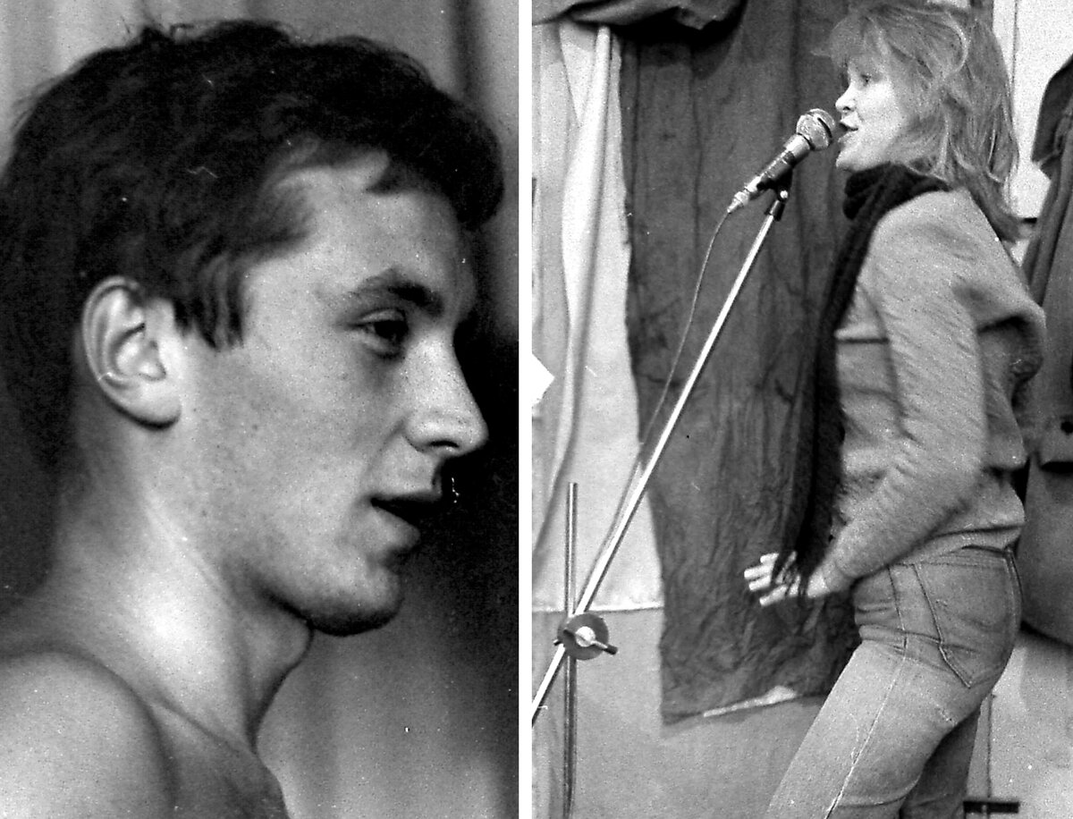 Андрей "Борщ" Балашов и Настя Полева в группе Трек. Фото С. Кислова. Начало 1980-х гг.