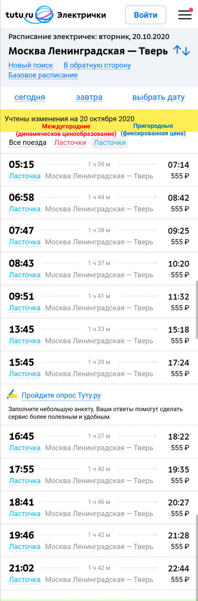 Расписание пригородных Ласточек